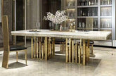 Golden Spikes Stainless Steel Marble Top Dining Table - Northern Interiors